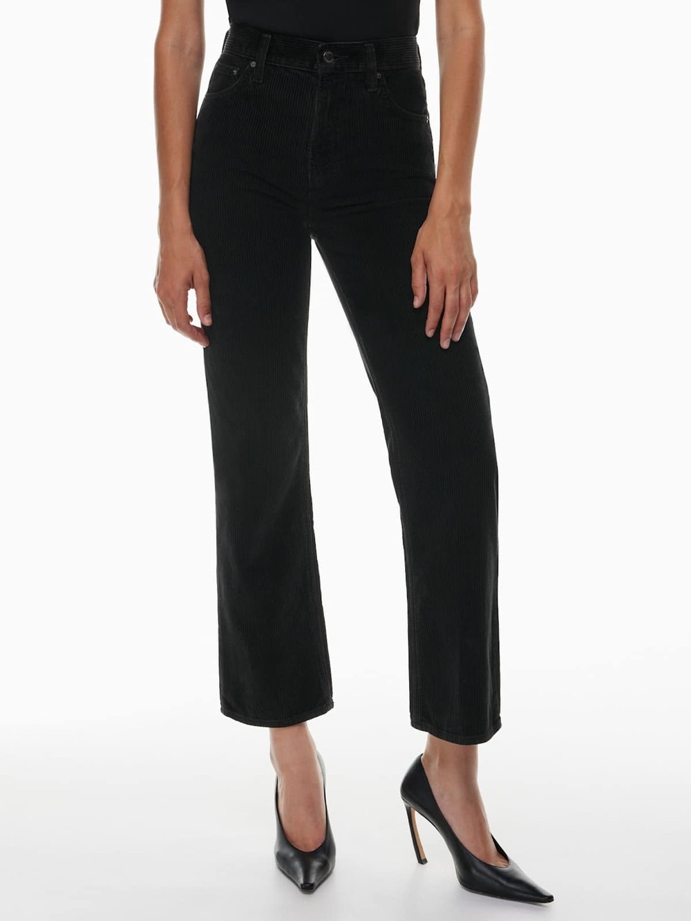 Aritzia Denim Forum Black Arlo High Rise Straight Pants Corduroy Women's Jeans - Picture 8 of 9